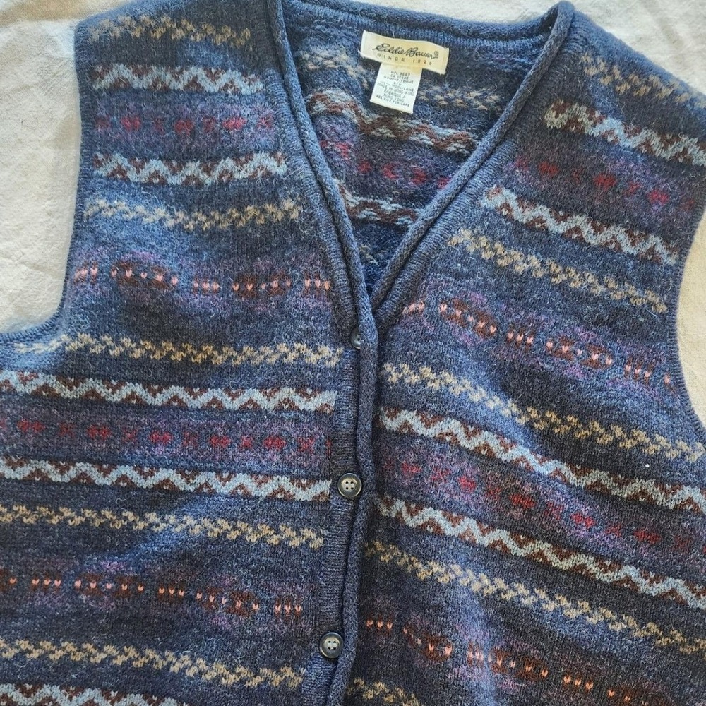 VTG Eddie Bauer Fair Isle Knit Sweater Vest 90's streetwear skatecore grunge Y2K